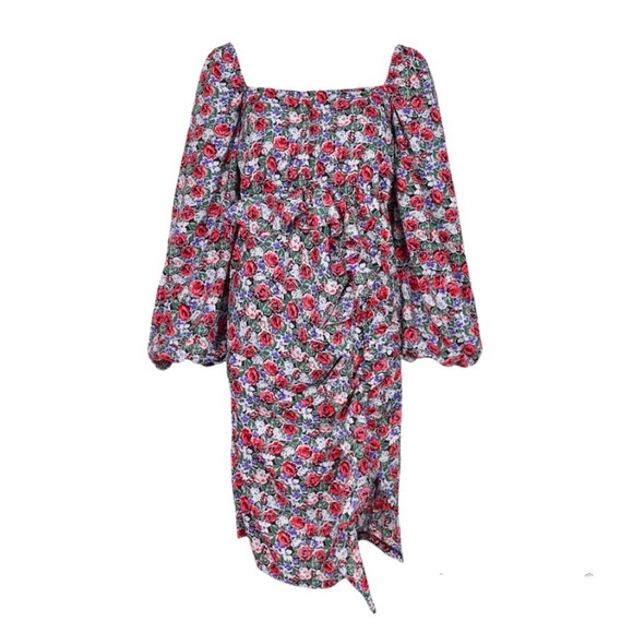 NWOT Boohoo Ruffle Waist Floral Midi Dress Size 14 - Picture 5 of 8